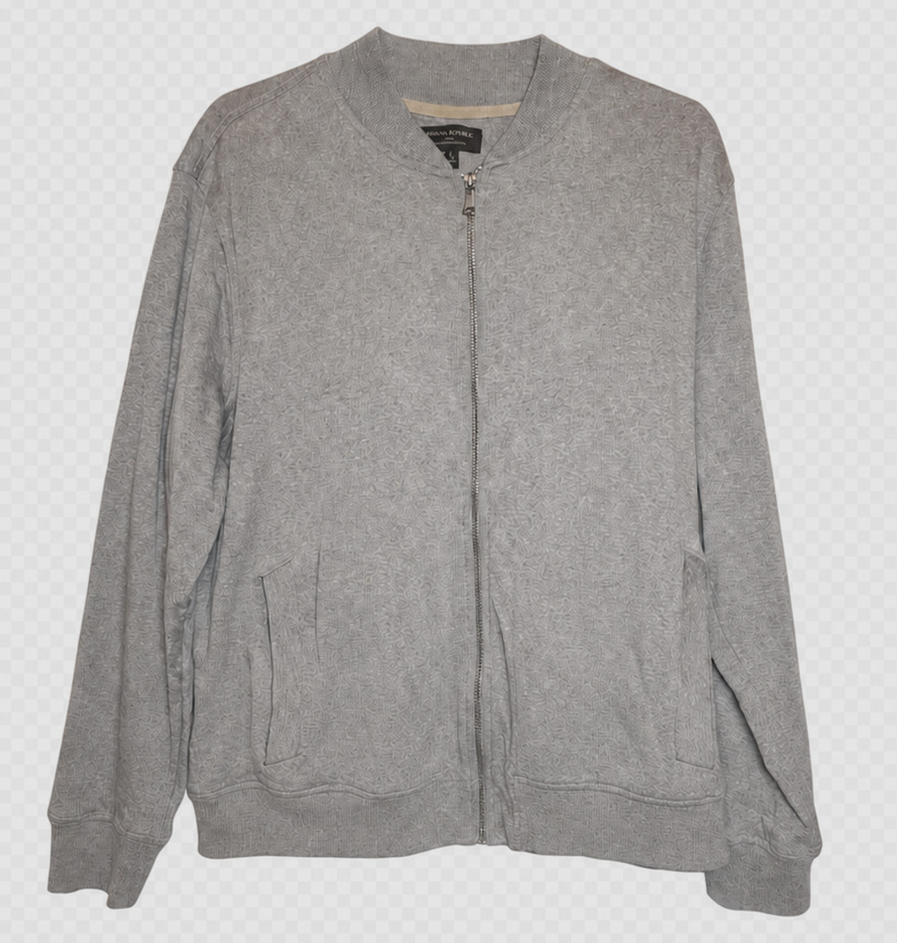 Banana Republic Luxe Touch Bomber Jacket XL Gray Full Zip Cotton Mens Coat